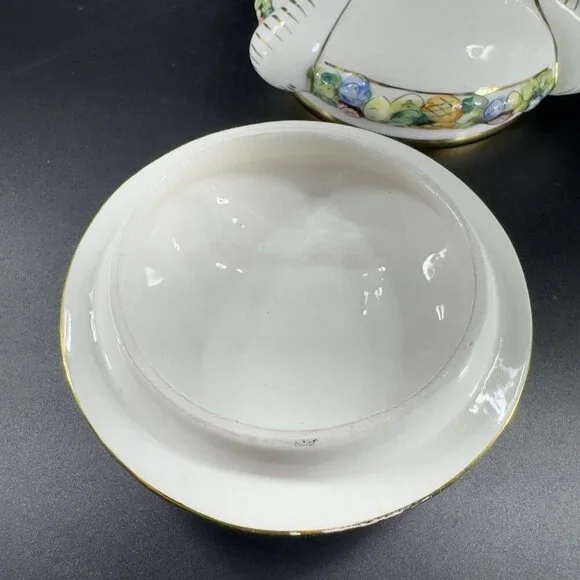 Vintage Capodimonte Italian Pottery Covered Dish Covered Bowl Dish Painted Italy